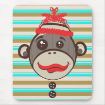 Crazy Hat Sock Monkey Mousepad.