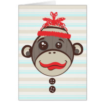 Crazy Hat Sock Monkey Thank You Card