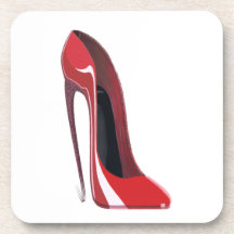 Crazy heel red stiletto shoe art drink coaster