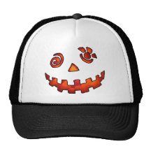 Crazy Jack O Lantern Pumpkin Face Orange Trucker Hat