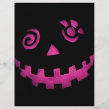Crazy Jack O Lantern Pumpkin Face Pink Full Colour Flyer