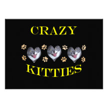 Crazy Kitties Yellow 2 Personalized Invitation