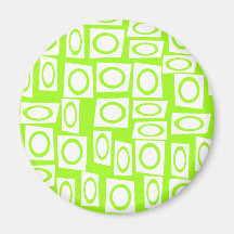 Crazy Neon Lime Green Fun Circle Square Pattern Magnets