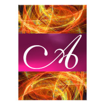 CRAZY PHOTON MONOGRAM  black pink Custom Invitations