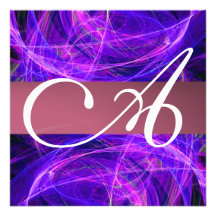 CRAZY PHOTON MONOGRAM purple black Announcements