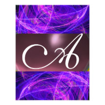 CRAZY PHOTON MONOGRAM purple black Custom Invitation
