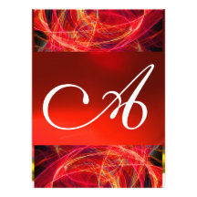 CRAZY PHOTON MONOGRAM red black pink Custom Invitations