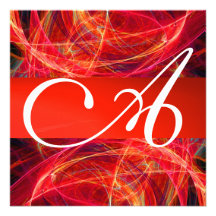 CRAZY PHOTON MONOGRAM red black pink white Custom Invite