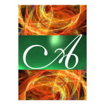CRAZY PHOTON MONOGRAM yellow emerald green Cards