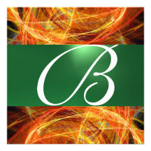 CRAZY PHOTON MONOGRAM yellow emerald green Personalized Announcement