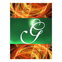 CRAZY PHOTON MONOGRAM yellow emerald green Personalized Invite