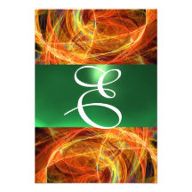 CRAZY PHOTON MONOGRAM yellow emerald green Invites