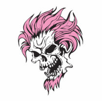 crazy pink hair skull acrylic cut out
