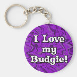Crazy Purple I Love my Budgie Keychain