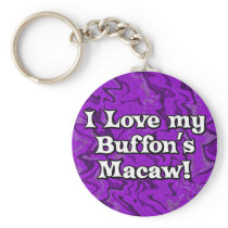 Crazy Purple I Love My Buffon's Macaw Keychain