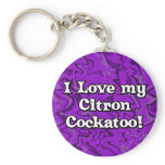 Crazy Purple I Love My Citron Cockatoo Keychain
