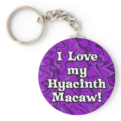 Crazy Purple I Love my Hyacinth Macaw Keychain by MenagerieMayhem