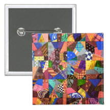 Crazy Quilt Patchwork Quilt Abstract Art Geometric Buttons