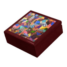 Crazy Quilt Patchwork Quilt Abstract Art Geometric Jewelry Box
