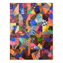 Crazy Quilt Patchwork Quilt Abstract Art Geometric Post Card