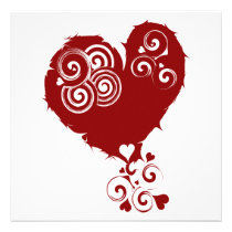 Crazy Red Swirly Heart invitations