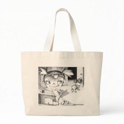 Crazy Sewing Girl Tote Bags by HeatherIhn