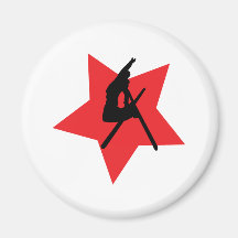 crazy ski jump red star magnet