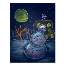 crazy snowman or happy new year postcard