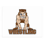 crazy wrestler wrestling design post card