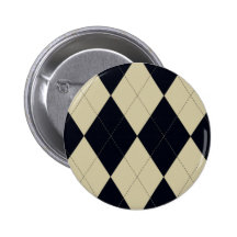 Cream and Black Argyle Button
