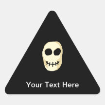 Cream and Black Skull. Primitive Style. Triangle Sticker
