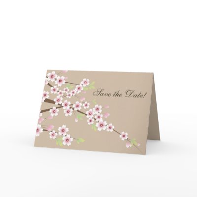 Cream and Cherry Blossom Save the Date Cards by cutencomfy