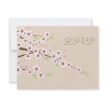 Cream and Cherry Blossom Wedding RSVP