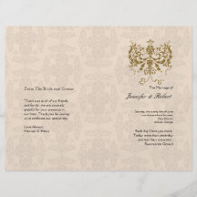 Cream and Gold Damask Wedding Program Full Color Flyer