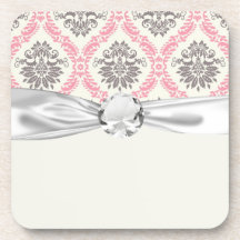 cream and grey tan damask bliss beverage coasters