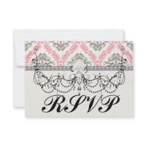 cream and grey tan damask bliss announcement