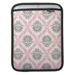 cream and grey tan damask bliss iPad sleeve