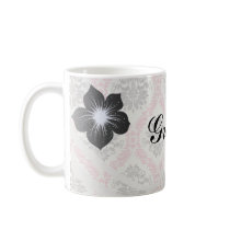 cream and grey tan damask bliss coffee mug