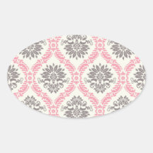 cream and grey tan damask bliss oval stickers