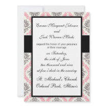 cream and grey tan damask bliss pattern design announcements