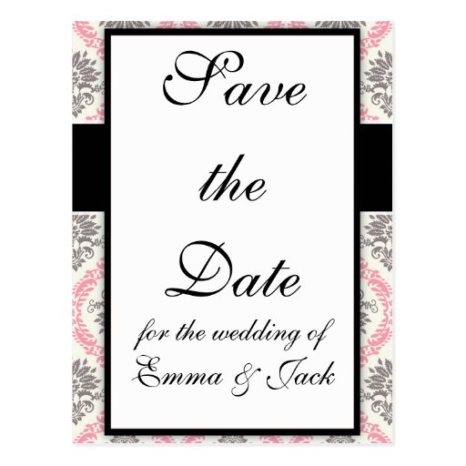cream and grey tan damask bliss pattern design post cards