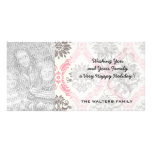 cream and grey tan damask bliss photo card