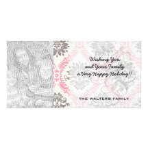 cream and grey tan damask bliss photo card