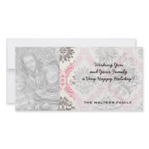 cream and grey tan damask bliss photo card