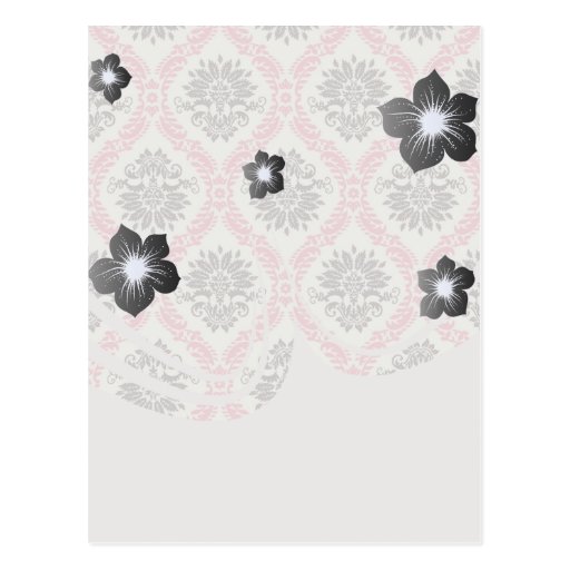 cream and grey tan damask bliss post card