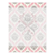 cream and grey tan damask bliss postcards