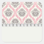 cream and grey tan damask bliss square stickers