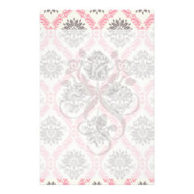 cream and grey tan damask bliss customized stationery