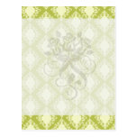 cream and olive diamond elegant damask post card
