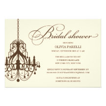 CREAM & BROWN CHANDELIER | BRIDAL SHOWER INVITE